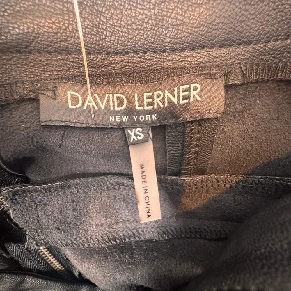 DAVID LERNER‎ Faux Leather Mini Skirt Zipper Detail XS Grunge Punk